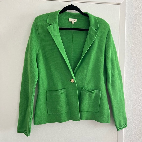 L’Agence Lacey Knit Blazer Bright Green Size Large Sweater Knit Jacket - Picture 4 of 11